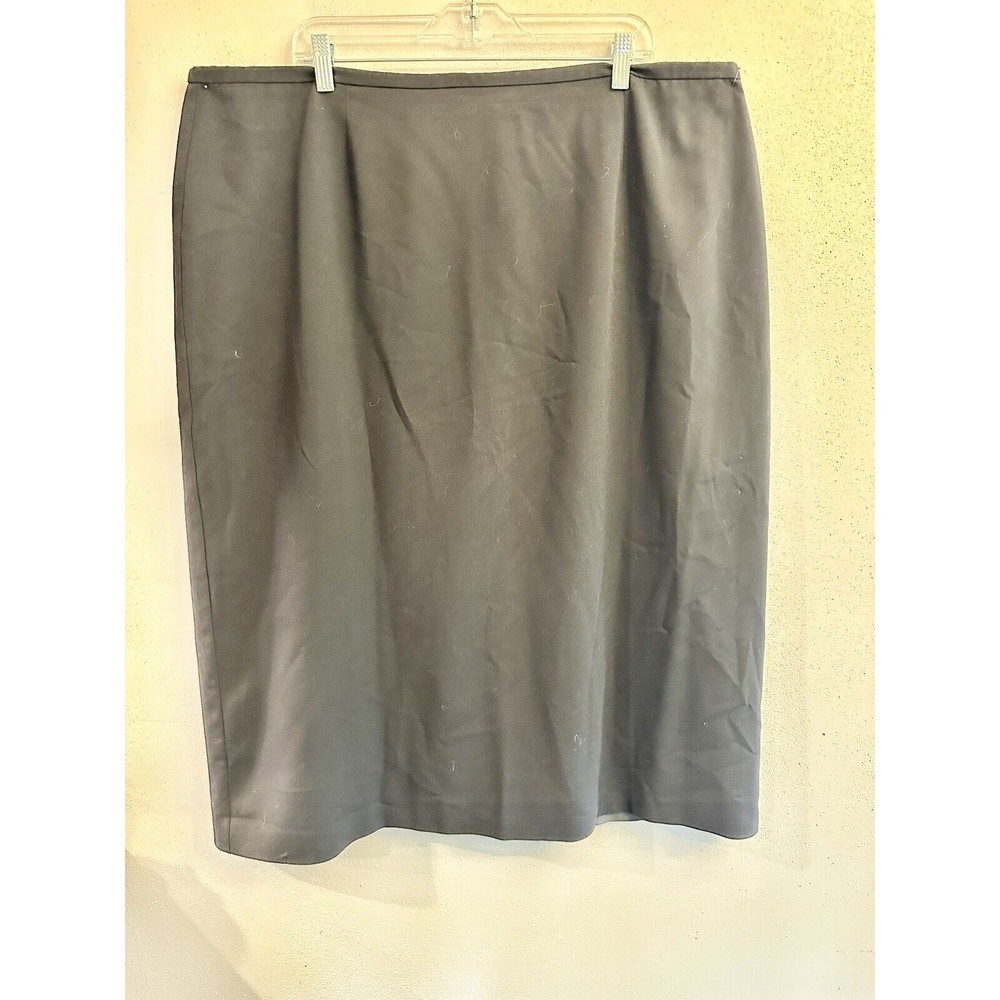 Evan-Picone Womens Black Elastic Waist Back Zip Flat Front A-Line Dress Skirt 22